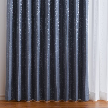 遮光2級｜【WEB限定】植物ラインジャカード遮光（ネイビーブルー）｜カーテン