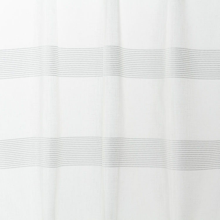 【WEB限定】幅広ボーダーボイル（グレー）｜カーテン