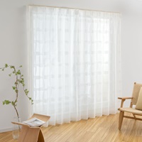 【トルコ製】ゆらぎチェック（ホワイト）｜カーテン