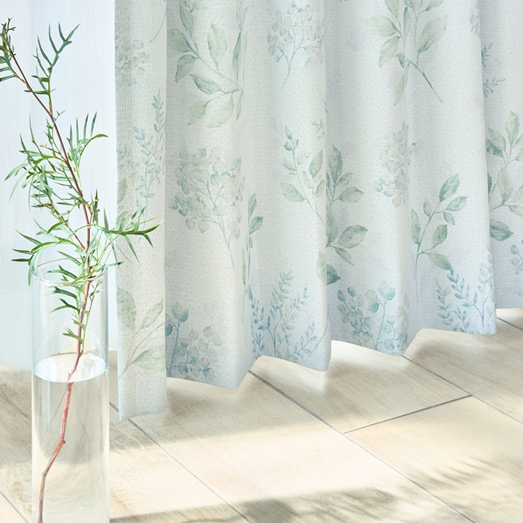 遮光3級｜遮光木漏れ日リーフ（グリーン）｜カーテン