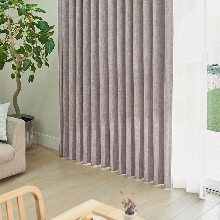 遮光2級｜遮光遮熱ラフリネンライク（パープル）｜カーテン