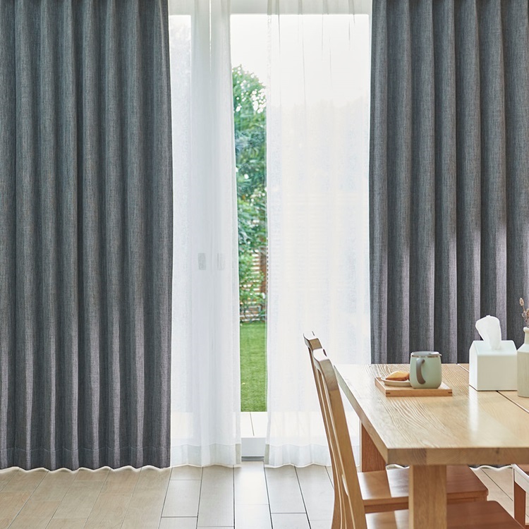 遮光1級｜遮光遮熱ラフリネンライク（ダークグレー）｜カーテン