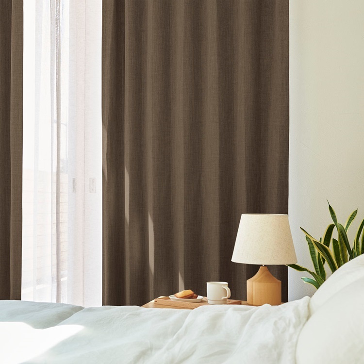 遮光1級｜遮光遮熱ラフリネンライク（ブラウン）｜カーテン