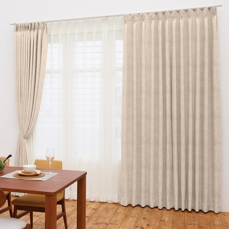 遮光2級｜花柄エンボス遮光（ベージュ）｜カーテン