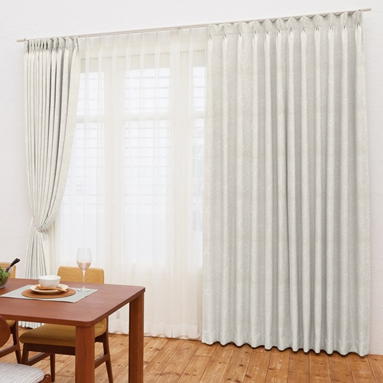 遮光2級｜花柄エンボス遮光（アイボリー）｜カーテン