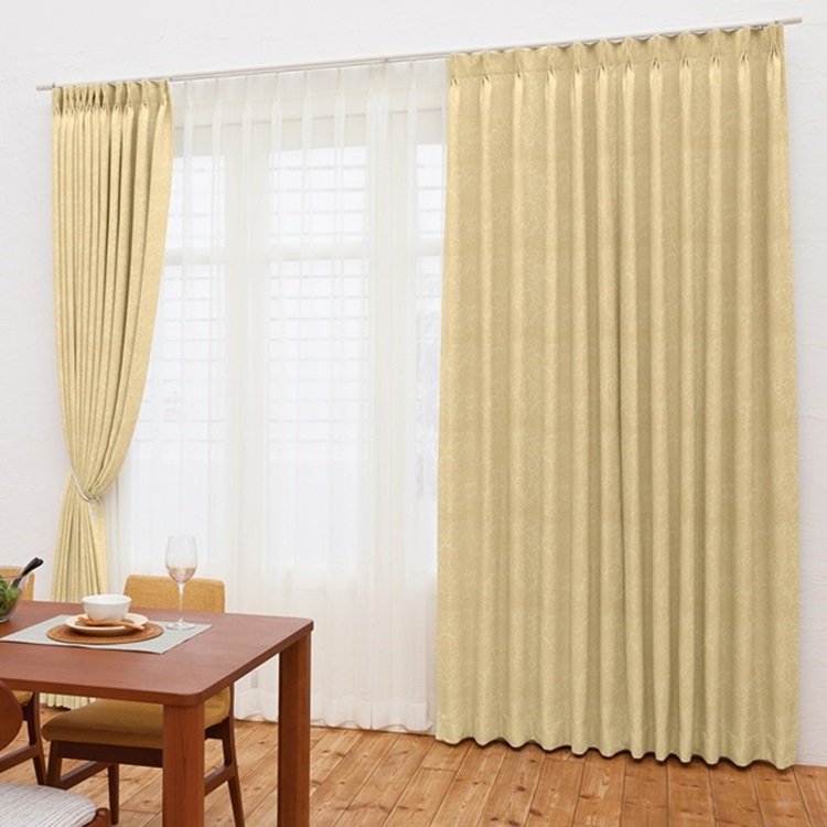 遮光2級｜花柄エンボス遮光（イエロー）｜カーテン