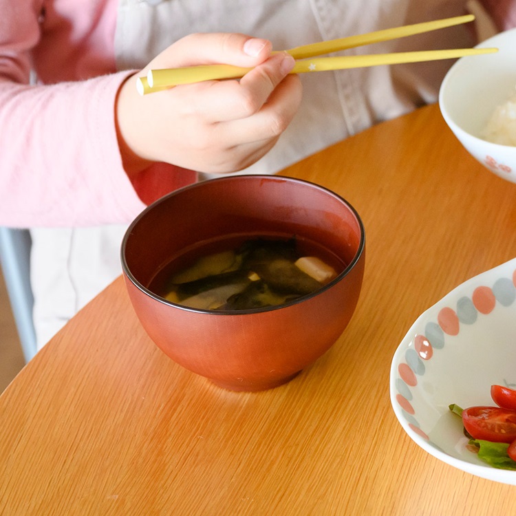 【会津塗】 子ども用 木目椀 軽量