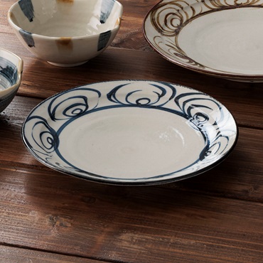 【瀬戸焼】筆絵馬の目皿21cm