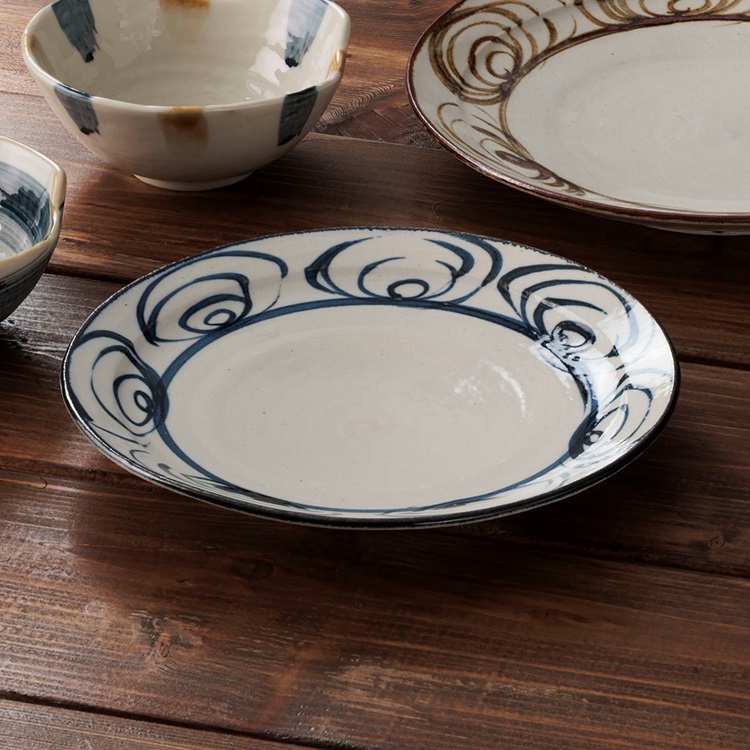 【瀬戸焼】筆絵馬の目皿21cm