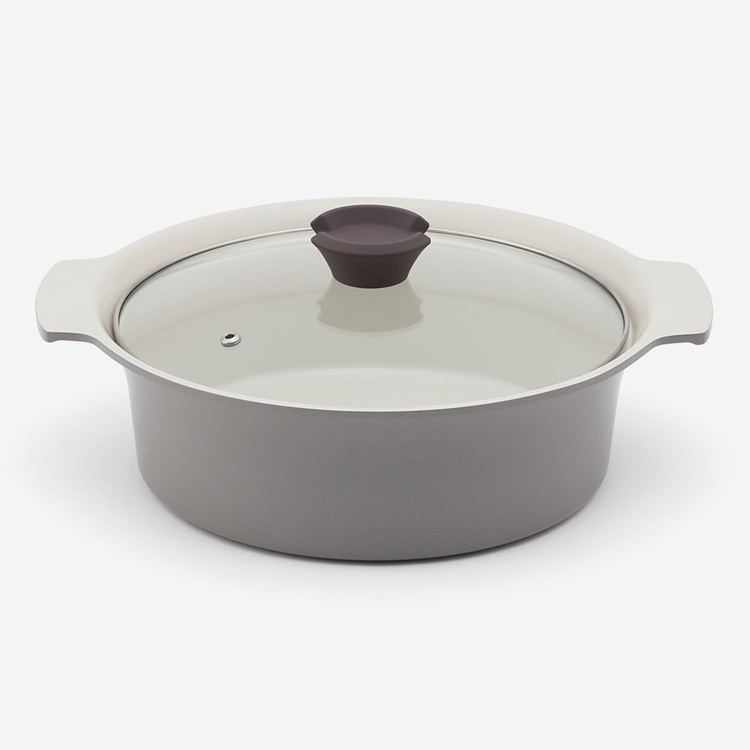 セラミックIH両手鍋24cm グレー