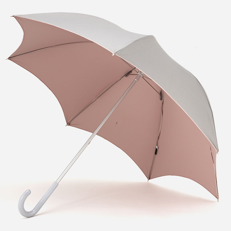 【～6/16（日）期間限定価格】長傘 遮光深張インサイドカラー グレー×ピンク