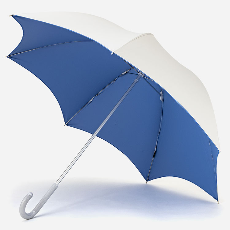 【～6/16（日）期間限定価格】長傘 遮光深張インサイドカラー アイボリー×ブルー