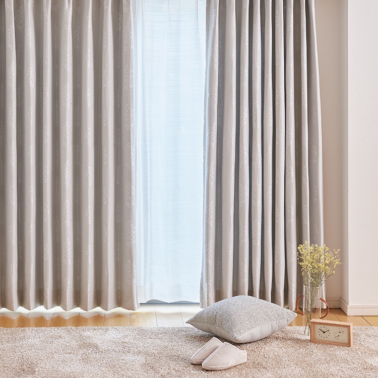 遮光3級｜遮光防炎間隔花 2トーン（グレー）｜カーテン