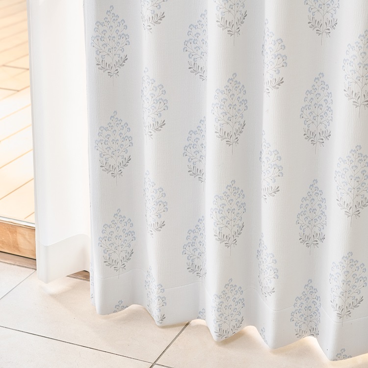 遮光2級｜超遮熱間隔花3トーン（ブルー）｜カーテン