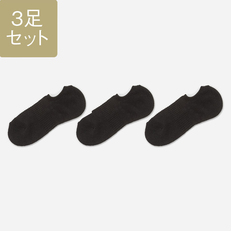 【3足セット￥1,000】[日本製] R M メンズ パイルメッシュ SK スニーカー丈 ブラック 6904836