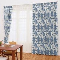 遮光2級｜【WEB限定】動物シルエット遮光（ネイビーブルー）｜カーテン