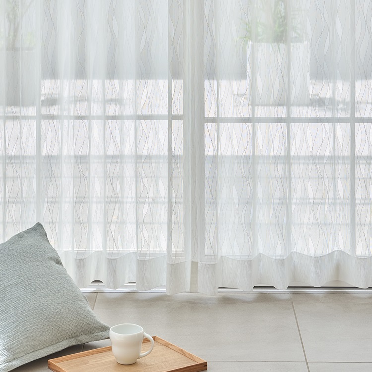コントラストウェーブ（ホワイト）｜カーテン