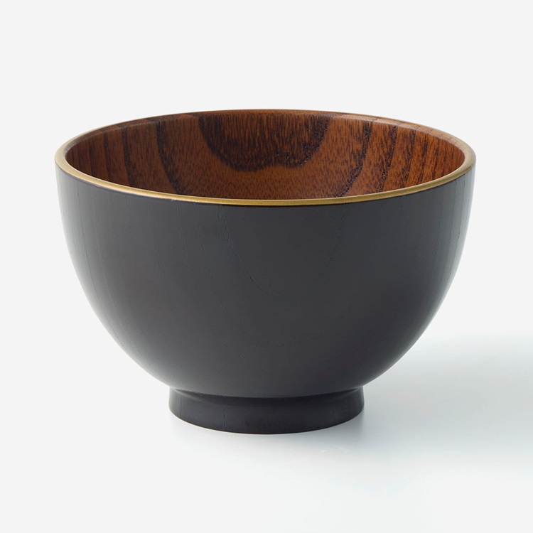 【会津塗】天然木雑煮椀　ブラック