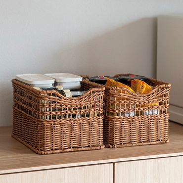 洗えるPPラタンバスケット スリム深｜W26.5×D18.5×H16cm