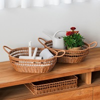 洗えるPPラタンバスケット オーバル｜W36.5×D26.5×H12cm