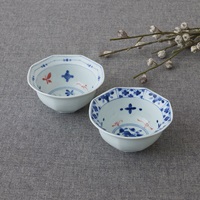 【美濃焼】赤絵八角鉢 12cm