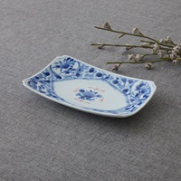 【美濃焼】赤絵長角皿22cm 間取小花