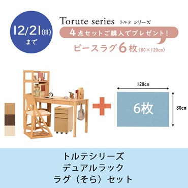【お買い得キャンペーン～12月21日（日）まで】トルテシリーズ4点セット（デュアルラック）【ピースラグプレゼント・そら】