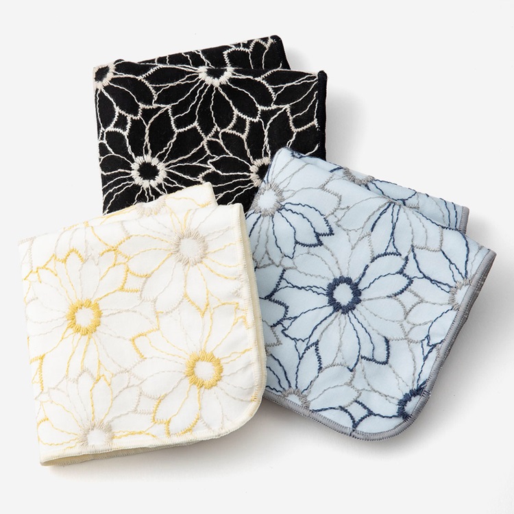 ハンカチタオル 刺繍マーガレット