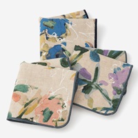 ハンカチタオル 綿麻アートフラワー