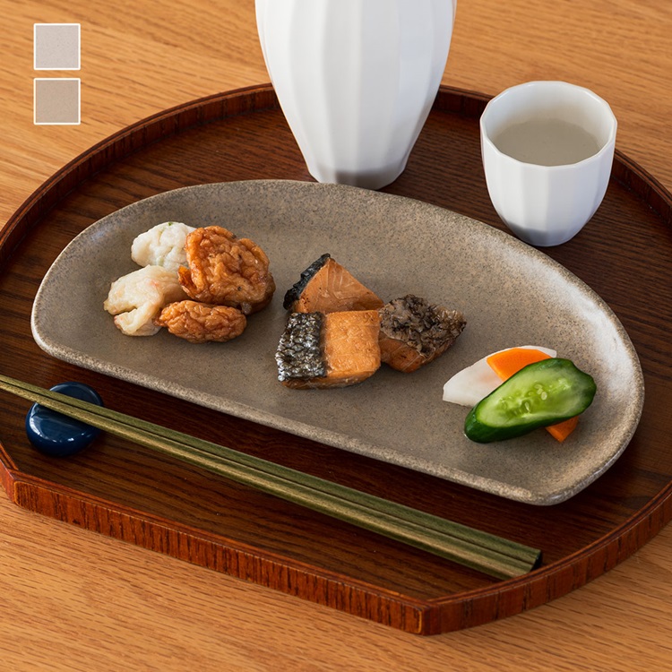 【美濃焼】おぼろ釉半月皿