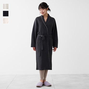 ケユカリラックスウェア あたたか綿キルトガーゼロングガウン