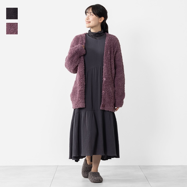 ケユカリラックスウェア チクチクしにくいフワフワショートカーディガン