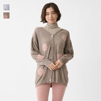 ケユカリラックスウェア チクチクしにくい前後2WAYフラワーカーディガン