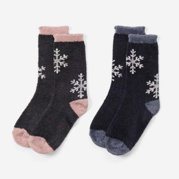 H あたたかなめらか雪柄ルームソックス|ルームソックス|靴下