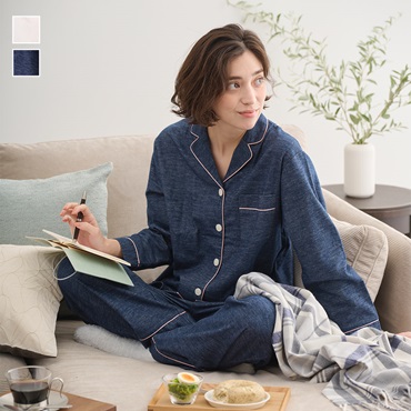 ケユカナイトウェア あたたかストレッチフランネルパジャマセットアップ