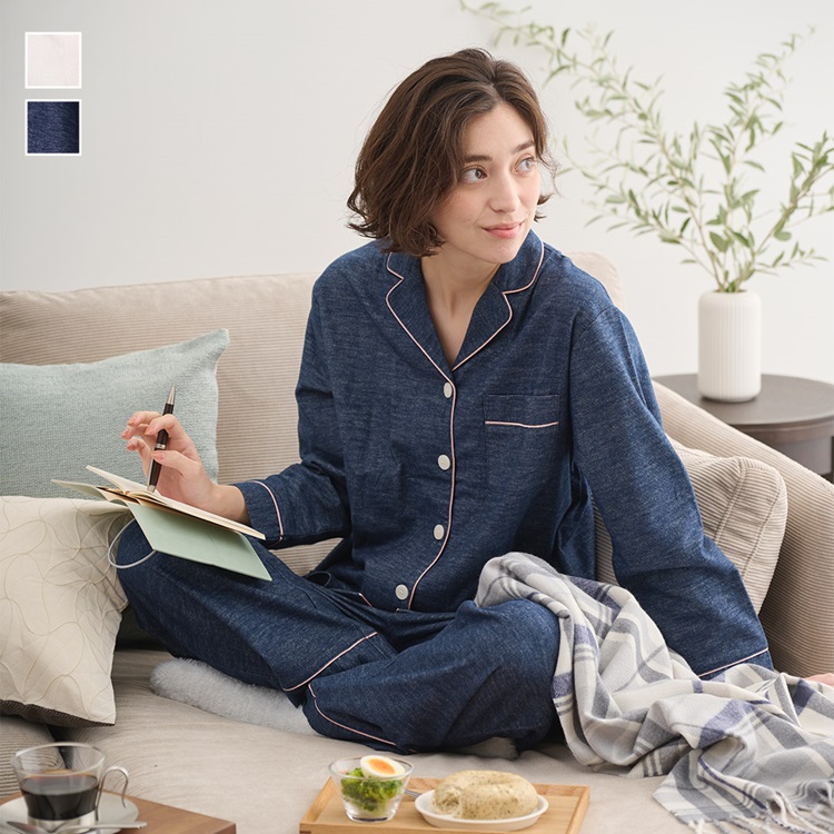 ケユカナイトウェア あたたかストレッチフランネルパジャマセットアップ