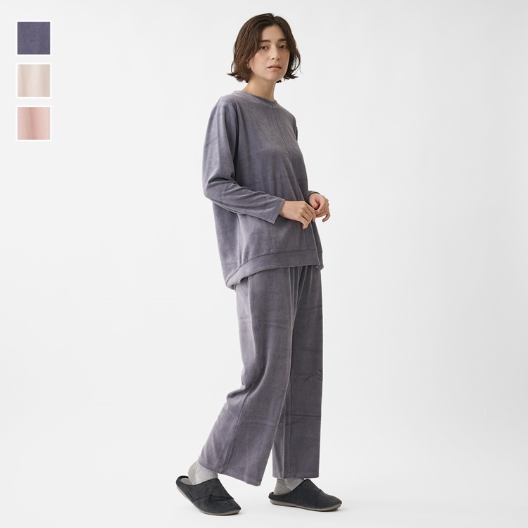 ケユカリラックスウェア 内側綿ベロア長袖セット