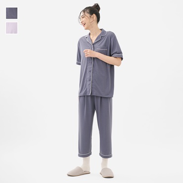 ケユカナイトウェア 接触冷感なめらかベア天半袖パジャマセットアップ