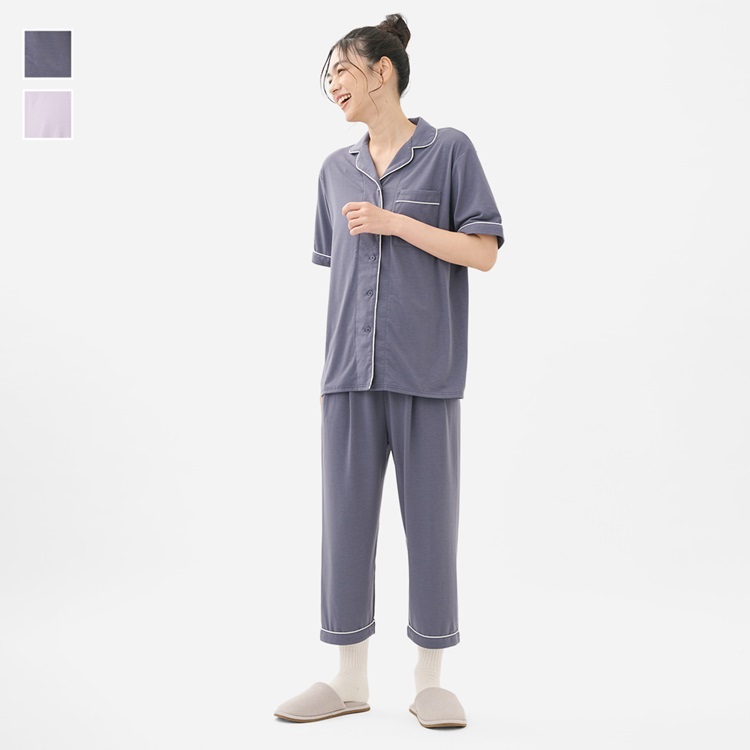 ケユカナイトウェア 接触冷感なめらかベア天半袖パジャマセットアップ