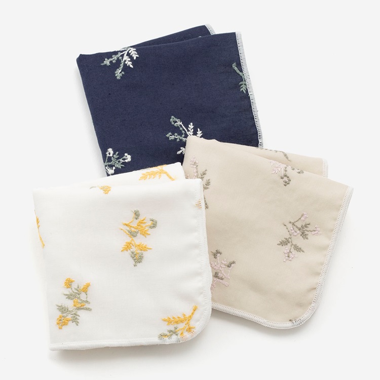 ハンカチタオル 刺繍野花 20×20cm