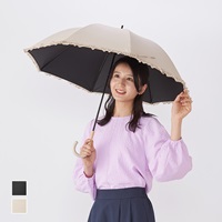 【遮光・UVカット】長傘 遮光ベーシックフリル