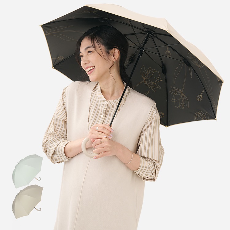 【遮光・UVカット】長傘 遮光インサイドフラワー