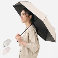 【遮光・UVカット】折畳傘 遮光パイピングシャンブレーll(ベージュ)