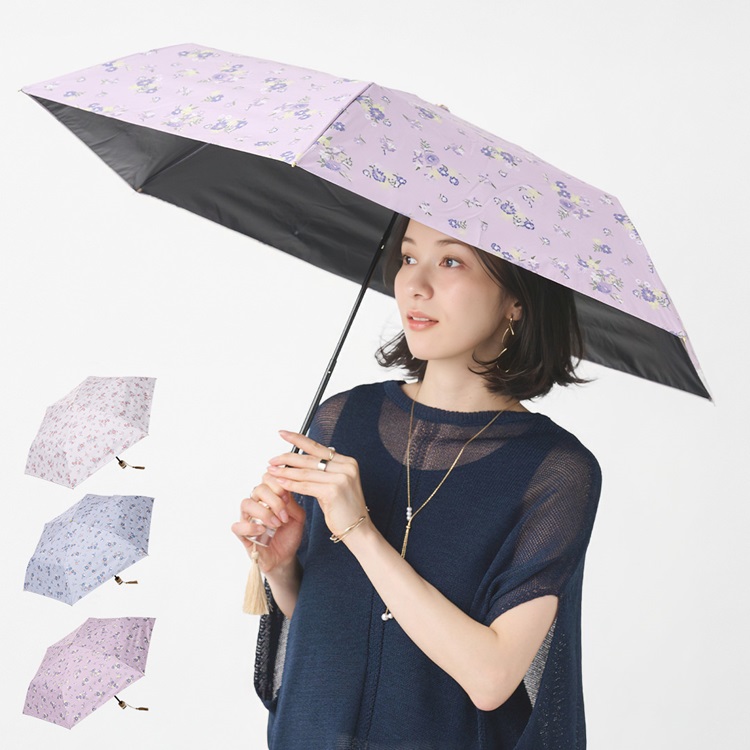 【遮光・UVカット】折畳傘 遮光花柄プリント