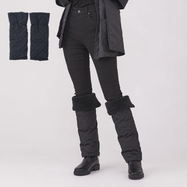 中綿入り撥水キルト レッグウォーマー ロング(ブラック)