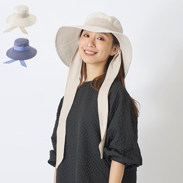 【期間限定SALE～5/7（水）10：00まで】3WAYリボン付きツバ広ハット