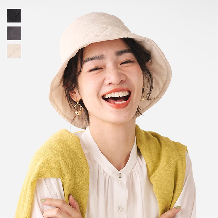 中綿入り撥水キルトバケットハット