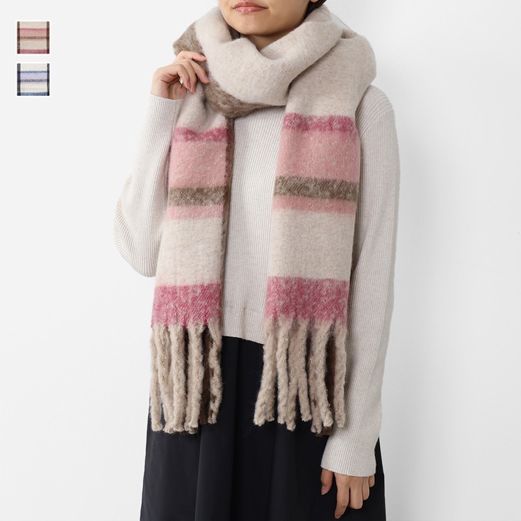 静電気防止カラーブロックマフラー