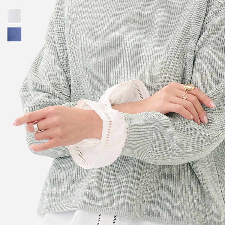 重ね着風シャツ付け袖 ハシゴレース