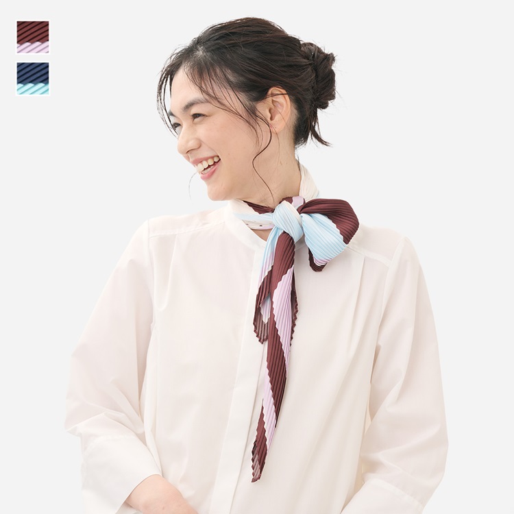 Re 抗菌UVカラースクエアプリーツスカーフ